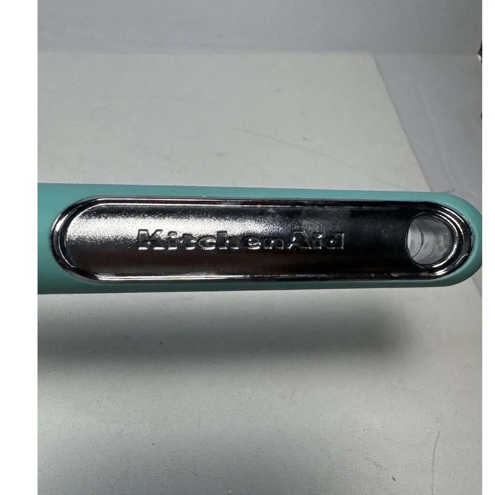 KitchenAid Slotted Turner Spatula Turquoise Teal Silicone Chrome Excellent